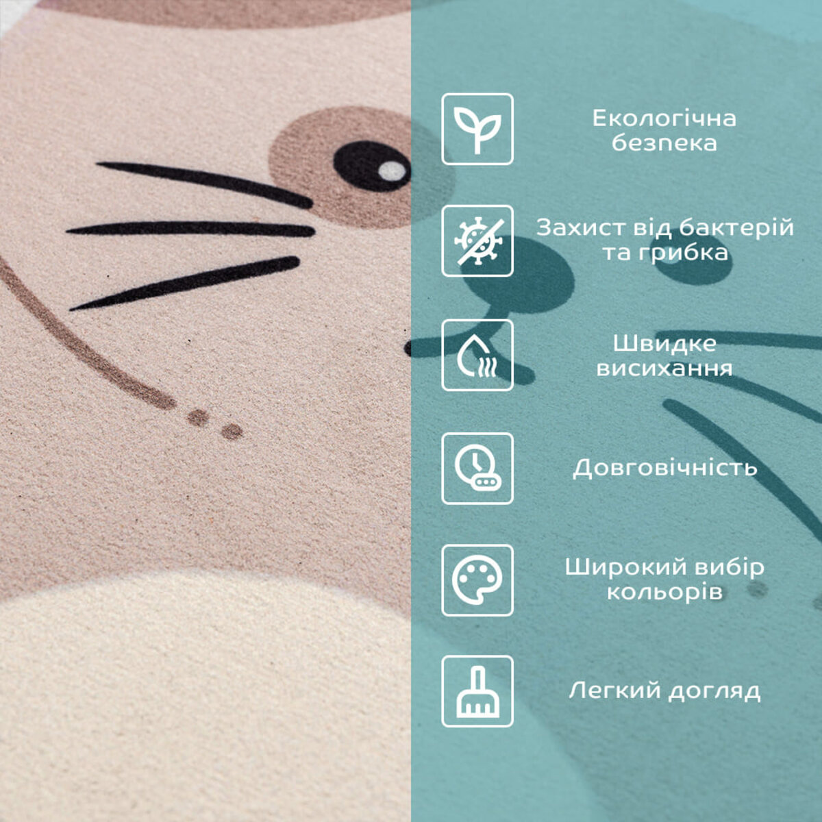 Вологопоглинаючий килимок 40х60х3мм Котик SW-00002564